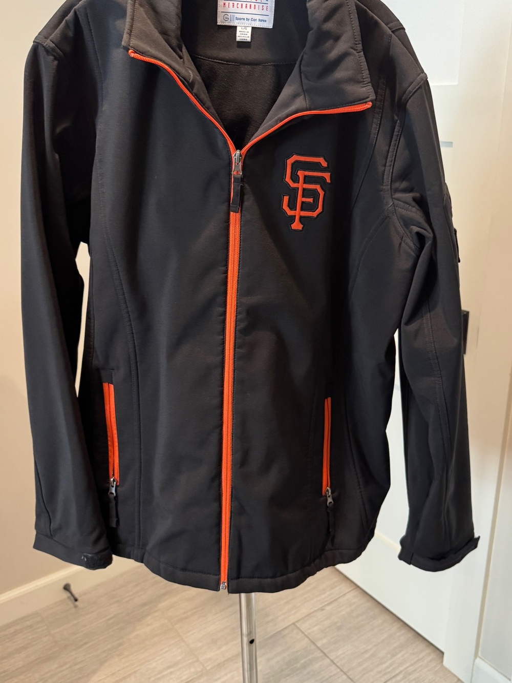Black and Orange Windbreaker Jacket with Embroidered SF Logo